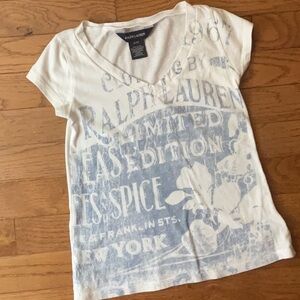 Ralph Lauren Cream and Blue Graphic Tee